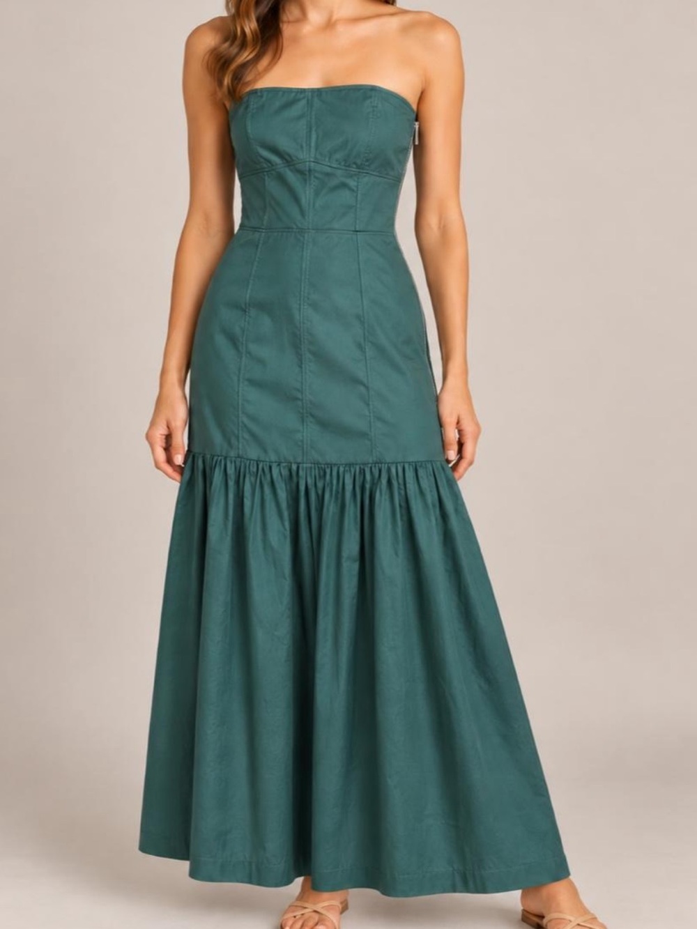 Zara Strapless Teal Green Maxi Dress
